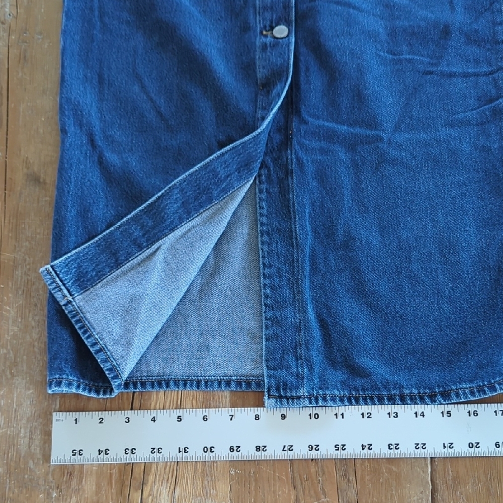 Banana Republic Blue Denim Midi Jean Skirt with Contrast Topstitching - Picture 14 of 16